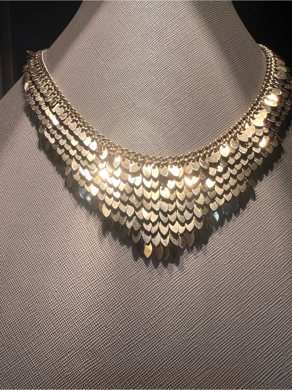 Awesome Shimmering Gold Statement Bib Necklace like NEW!